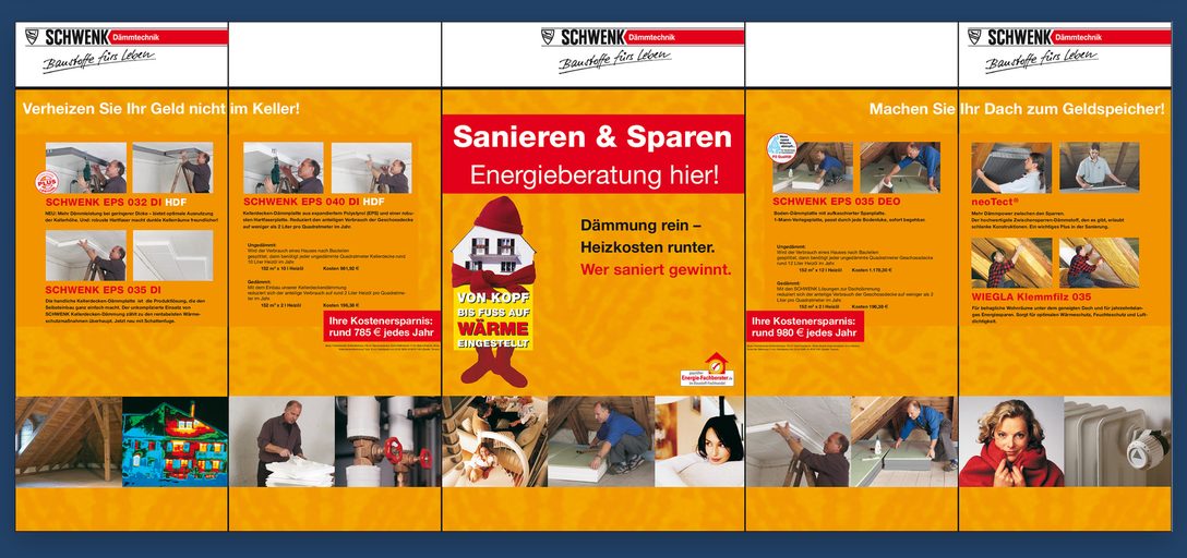 Mehrteilige Messewand „Sanieren & Sparen“ für SCHWENK Dämmtechnik