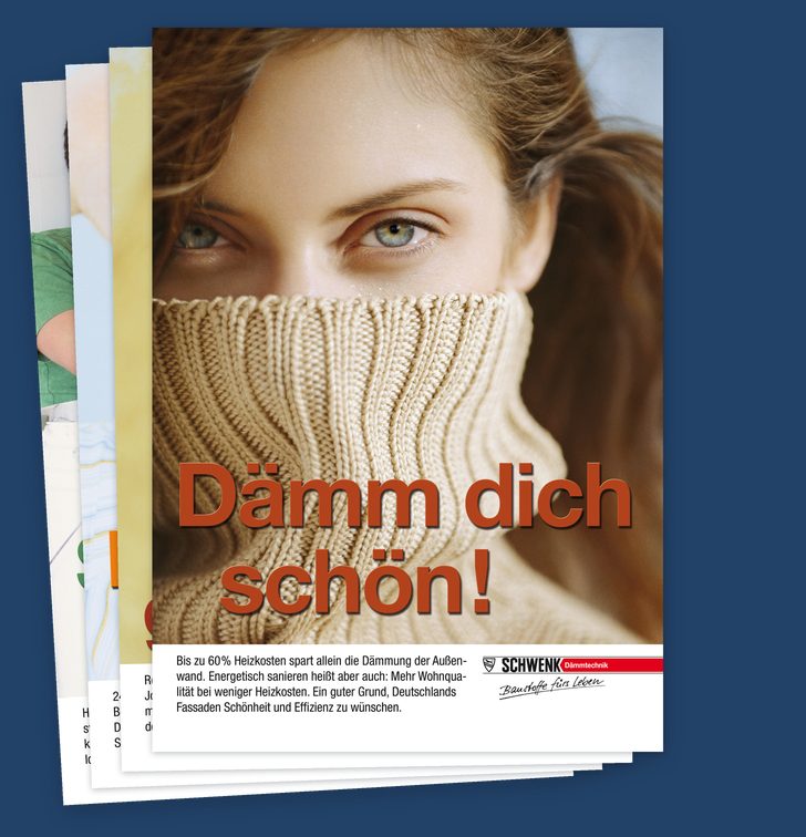 Vier aufgefächerte A2-Imageplakate der SCHWENK-Serie