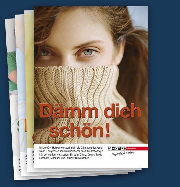 Vier aufgefächerte A2-Imageplakate der SCHWENK-Serie